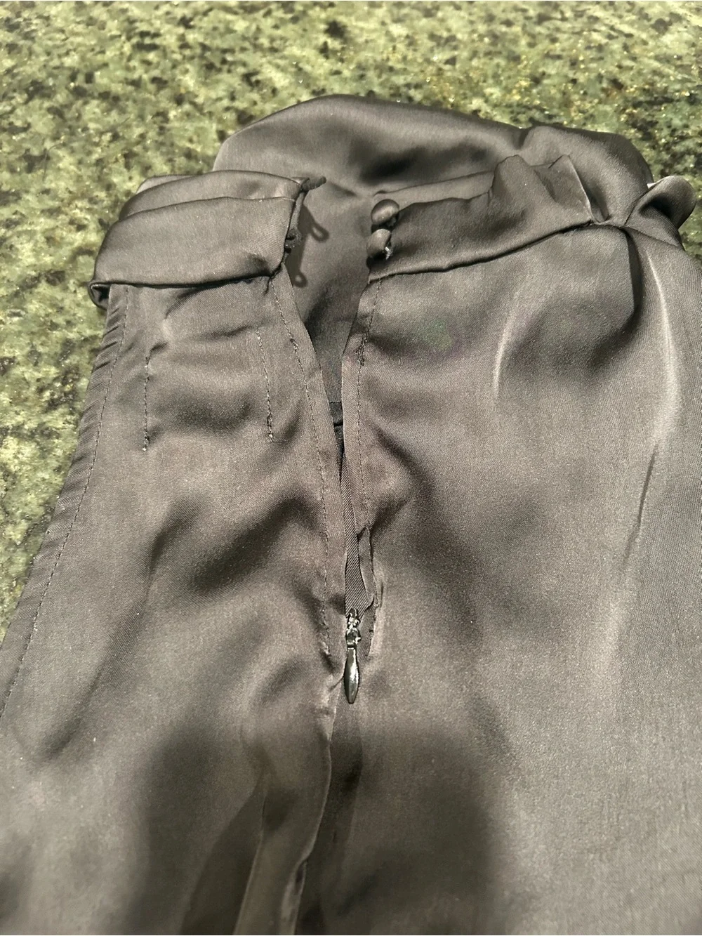 Hello Molly Black Satin Draped High-Neck Jumpsuit. Sz X-S. 514 - Picture 9 of 10